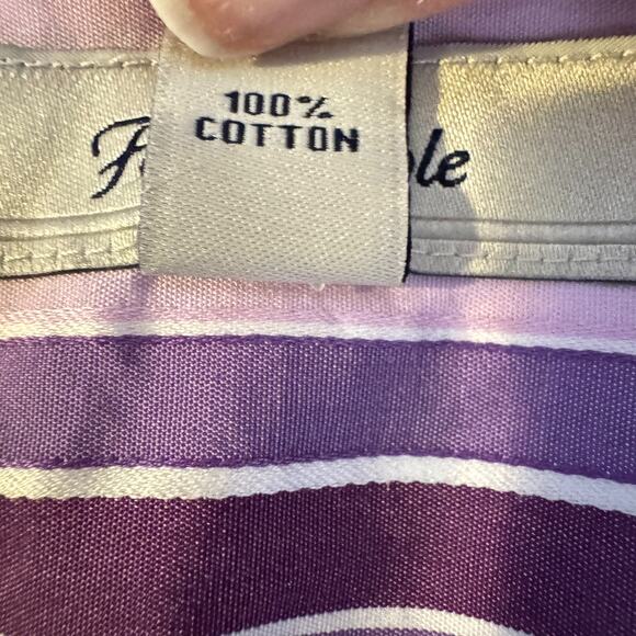 Faconnable Women's Striped Button Up Long Sleeved Shirt Size L Purple Cotton - Picture 4 of 8